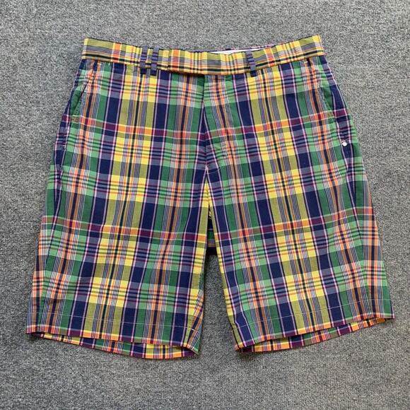 RLX Ralph Lauren Shorts Mens 32 Cotton Blend Colorful Plaid Chino Golf - Picture 2 of 12